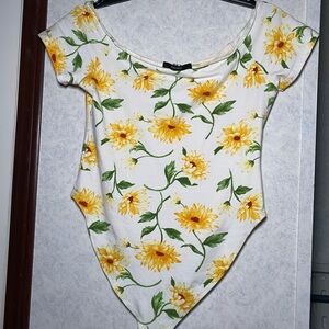 Forever 21 Yellow Floral Bodysuit